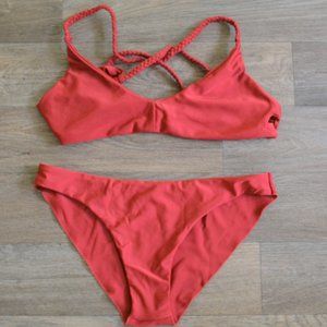 Rust Brown Braided Strappy Matching Bikini Set Size Medium
